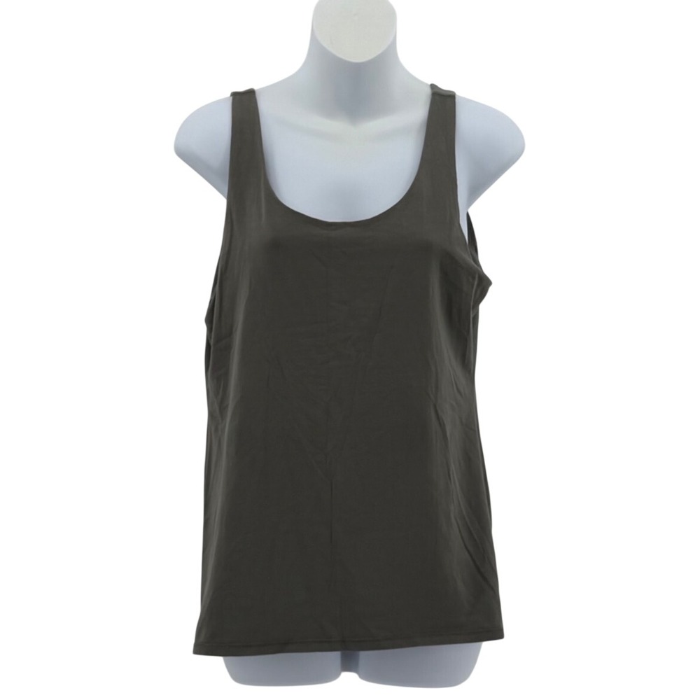 J. Jill Cotton Lycra Perfect Shelf-Bra Tank Top Olive Green Women Size M